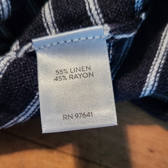 J Jill Linen Blend Navy & White Stripe Sweater Tunic - Picture 7 of 10